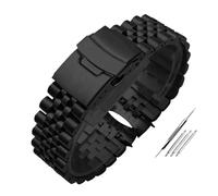 AJASMKLX Bracelet de montre for bouche d'arc adapté for bracelet de montre Casio MDV-106 MDV-107 MDV-106D MTP-VD01 bracelet en métal en acier inoxydable for hommes bracelet noir 22mm(Five beads Black)