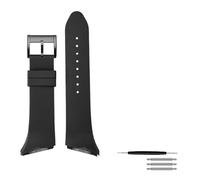 AJASMKLX Bracelet étanche en Silicone 25mm, adapté for Hamilton H24655331 H24615331 VENTURA, bracelet de montre incliné en caoutchouc noir for hommes(Black-black bucke)