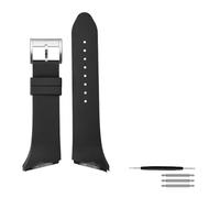 AJASMKLX Bracelet étanche en Silicone 25mm, adapté for la série Hamilton H24655331 H24615331 VENTURA, bracelet de montre incliné en caoutchouc noir for hommes(Black-silver bucke)