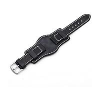 AJASMKLX Vintage Faites une bracelet for montre for la main de 20mm 22mm de 24mm de bracelet de manchette en cuir de manchette for bande mat for une montre fossile(Schwarz,20mm)