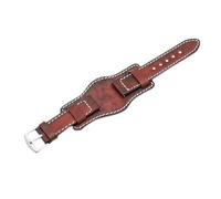AJASMKLX Vintage Faites une bracelet for montre for la main de 20mm 22mm de 24mm de bracelet de manchette en cuir de manchette for bande mat for une montre fossile(Red,20mm)