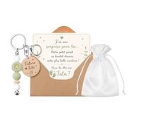 AJAUBKJOG Annonce Grossesse Tata Et Demande Marraine. Cadeau Tata Original | Set carte, enveloppe, sac et porte-clés. Idéal veux tu etre ma marraine et annonce marraine. Cadeau annonce grossesse