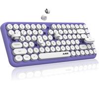 Ajaz 308i Retro Wireless Keyboard,Bluetooth Silent Cute Computer Keyboard,Punk Round Keycaps,Compact 84 Keycaps,Matte Texture,Typewriter Design,QWERTY,Multi-Device for PC Mac-Purple