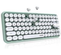 Ajaz 308i Retro Wireless Keyboard,Bluetooth Silent Cute Computer Keyboard,Punk Round Keycaps,Compact 84 Keycaps,Matte Texture,Typewriter Design,QWERTY,Multi-Device for PC Mac-Green