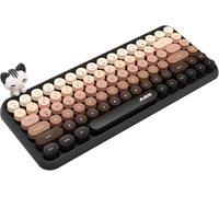 Ajazz 308i Retro Wireless Bluetooth Silent Cute Computer Keyboard,Round Punk Compact 84 Keys,Matte Texture,Typewriter Design,QWERTY,Multi-Device for PC Mac-Brown