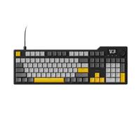 AJAZZ AK35I V3 Clavier de jeu filaire 104 touches pleine taille avec boutons multimédia et bouton de contrôle | Pad à cinq couches | Touches PBT de profil OEM | Clavier