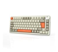 AJAZZ AK820 MAX Clavier mécanique sans fil, 75 % disposition 82 touches, échangeable à chaud, disposition QWERTZ allemande avec bouton de contrôle du volume, 2,4 GHz/Type-C/BT5.0, effets d'éclairage