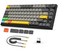AJAZZ AK820PRO Clavier de Jeu mécanique sans Fil 75% TKL avec câble USB C enroulé,2,4 G/BT5.1/USB-C Filaire，écran Couleur TFT et Bouton CNC，24 K Connecteur Aviation en Or véritable C02