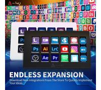 AJAZZ AKP153E Panneau de console multifonctionnel pour bureau, assistant avec 15 touches macro, déclencheur d'actions, mini clavier personnalisé AKP03E-White