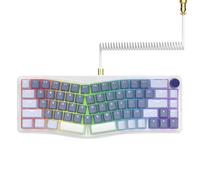 AJAZZ AKS068 Clavier de Jeu mécanique Filaire avec câble enroulé, Montage avec Joint Alice 68 et Bouton CNC, Interrupteur Rouge échangeable à Chaud, Via Pilote programmable, rétroéclairage RVB-Violet
