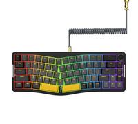 AJAZZ AKS068 Clavier de Jeu mécanique Filaire avec câble enroulé, Montage avec Joint Alice 68 et Bouton CNC, Interrupteur Marron échangeable à Chaud, Via Pilote programmable, rétroéclairage RVB-Noir