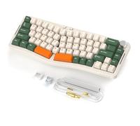 AJAZZ AKS068PRO Clavier de Jeu sans Fil 65% avec câble enroulé,68 Touches Alice-Layout BT5.0/2,4 G/Clavier mécanique Filaire,RVB échangeable à Chaud,programmable Via Bouton CNC,Support de Joint-Vert