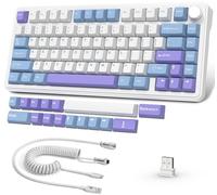 AJAZZ x Attack Shark X85 Clavier Mécanique,Clavier de Jeu 75% sans Fil avec Knob,Rembourrage 5 Couches,sans Fil 2,4G/Bluetooth/USB-C,Hot-Swap Commutateur Linéaire,RVB,NKRO,pour PC,Mac (Blanc Violet)