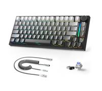 AJAZZ X ATTACKSHARK X820Ultra 75% Clavier mécanique sans Fil&C01Ultra,2,4G/BT/USB-C,80 Touches avec écran Couleur TFT et Bouton CNC,RVB,échangeable à Chaud,4000mAh-Black Gradient (Interrupteur Shark)