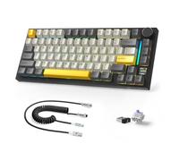 AJAZZ X ATTACKSHARK X820Ultra 75% Clavier mécanique sans Fil&câble C01Ultra,2,4G/BT/USB-C,80 Touches avec écran Couleur TFT et Bouton CNC,RVB,échangeable à Chaud,4000mAh-Noir (Interrupteur Violet)