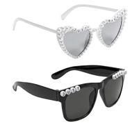 Ajcotahm Lot de 2 lunettes de soleil « Just Married » pour mariage, enterrement de vie de jeune fille, accessoires de lune de miel (blanc et noir)