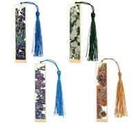 Ajcotahm Lot de 4 marque-pages en métal avec pompon Van Gogh sur le thème de la peinture à l'huile doré pour les amateurs de livres, femmes, hommes, enfants, accessoires de lecture, cadeaux pour