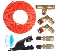 AJDHDGA Kit d'entretien de ligne d'air pour suspension de sac à ressort pneumatique avec raccords, tube de tuyau en polyuréthane de 6 m, raccord coudé 1/4 NPT, kit de suspension d'airbag de valve de