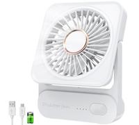 Ventilateur USB, Ventilateur Rechargeable 2000mAh (12h Autonomie), Mini Ventilateur Silencieux 3 Vitesses, 135° Inclinable, Puissant sans Vibrations,Ventilateur de Table pour Maison/Bureau/Voyage