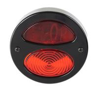 AJHJET Phare Avant Feu Arrière Universel Chromé Rouge Pour Moto, Stop Vintage, Frein(Le noir)