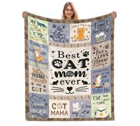 AJIIUSV Cadeaux pour mamans de chats pour femmes Couvertures pour mamans de chats 50x60 pouces Cadeaux pour les amoureux des chats pour les femmes Cou