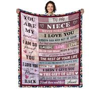 AJIIUSV Couverture pour nièce de la Part d'une Tante, Cadeau d'anniversaire pour nièce Adulte à ma nièce, Cadeau de Noël, de Remise de diplôme pour nièce, 127 x 152,4 cm