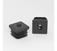 ajile - 1 pièce - Embout à lamelles carré avec trou fileté diam. 8 mm pour tube 20 x 20 mm - NOIR