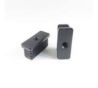 ajile Embout Insert Plastique Rectangulaire Noir pour Tube 50x20 mm épaisseur 1,5 à 2,0 mm Fileté Taraudé Diamètre 8 mm (M8) - Sachet de 4 pièces