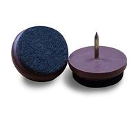 Ajile® - Lot de 16 pièces - Patin glisseur à clouer diam. 24 mm pour USAGE INTENSIF en plastique BRUN et feutre GRIS SOMBRE - FFI824