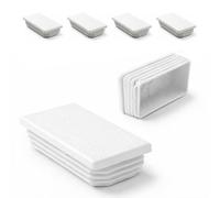 Ajile - Lot De 4 Bouchons Pied de Chaise 140x80mm - Bouchons à Lamelles Plastique Blanc À Insérer dans Tube Carré/Rectangulaire - Finition Propre, Anti-Rayure et Anti-Bruit - Mobilier Maison & Pro