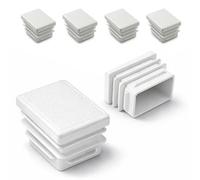 ajile - Lot De 4 Bouchons Pied de Chaise 35x25mm - Bouchons à Lamelles Plastique Blanc À Insérer dans Tube Carré/Rectangulaire - Finition Propre, Anti-Rayure et Anti-Bruit - Mobilier Maison & Pro