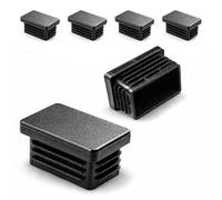 ajile - Lot De 4 Bouchons Pied de Chaise 50x30mm - Bouchons à Lamelles Plastique Noir À Insérer dans Tube Carré/Rectangulaire - Finition Propre, Anti-Rayure et Anti-Bruit - Mobilier Maison & Pro