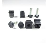 ajile Pied Hexagonal Fileté Réglable Ajustable pour Mise à Niveau M8 Longueur 30 mm avec Embout Taraudé pour Tube Carré 22x22 mm Plastique Noir - 4 pièces - KCH822