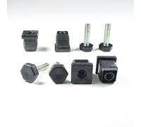 ajile Pied Hexagonal Fileté Réglable Ajustable pour Mise à Niveau M8 Longueur 30 mm avec Embout Taraudé pour Tube Carré 20x20 mm Plastique Noir - 4 pièces - KCH820