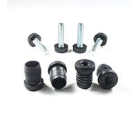 ajile Pied Moleté Fileté Réglable Ajustable pour Mise à Niveau M8 Longueur 30 mm avec Embout Taraudé pour Tube Rond Diamètre Extérieur 20 mm Plastique Noir - 4 pièces - KRM820