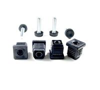 ajile Pied Moleté Fileté Réglable Ajustable pour Mise à Niveau M8 Longueur 30 mm avec Embout Taraudé pour Tube Carré 22x22 mm Plastique Noir - 4 pièces - KCM822