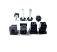 ajile Pied Moleté Fileté Réglable Ajustable pour Mise à Niveau M8 Longueur 30 mm avec Embout Taraudé pour Tube Carré 20x20 mm Plastique Noir - 4 pièces - KCM820