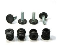 Ajile Pied Support Fileté Moleté Réglable Ajustable pour Mise à Niveau M8 Longueur 25 mm avec Embout Taraudé pour Tube Rond Diamètre EXTERIEUR 22 mm Plastique NOIR - 4 pièces - PMR122x4-FBA