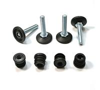 ajile Pied Support Vérin Fileté Réglable Ajustable pour Mise à Niveau M10 Longueur 50 mm avec Embout Taraudé pour Tube Rond Diamètre Exterieur 25 mm Plastique Noir - 4 pièces - PXR125x4-FBA