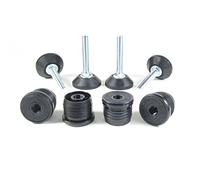 ajile Pied Vérin Fileté Réglable Ajustable pour Mise à Niveau M10 Longueur 50 mm avec Embout Taraudé pour Tube Rond Diamètre Extérieur 40 mm Plastique Noir - 4 pièces - KRX140