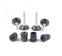 ajile Pied Vérin Fileté Réglable Ajustable pour Mise à Niveau M8 Longueur 50 mm avec Embout Taraudé pour Tube Rond Diamètre Extérieur 22 mm Plastique Noir - 4 pièces - KRX822