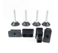 ajile Pied Vérin Fileté Réglable Ajustable pour Mise à Niveau M8 Longueur 50 mm avec Embout Taraudé pour Tube Rectangulaire 40x20 mm Plastique Noir - 4 pièces - KGX842