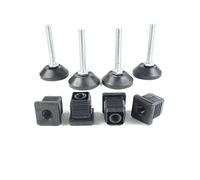 ajile Pied Vérin Fileté Réglable Ajustable pour Mise à Niveau M8 Longueur 50 mm avec Embout Taraudé pour Tube Carré 22x22 mm Plastique Noir - 4 pièces - KCX822