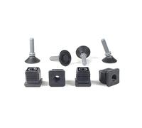 ajile Pied Vérin Rotule Polyamide Fileté Réglable Orientable pour Mise à Niveau M10 Longueur 32 mm avec Embout Taraudé pour Tube Carré 25x25 mm Plastique Noir - 4 pièces - KCP125