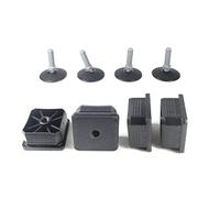 ajile Pied Vérin Rotule Polyamide Fileté Réglable Orientable pour Mise à Niveau M10 Longueur 32 mm avec Embout Taraudé pour Tube Carré 50x50 mm Plastique Noir - 4 pièces - KCP150