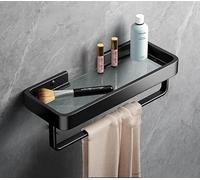 AJINGELA Étagère de rangement murale flottante en métal et verre, étagère de salle de bain, étagère murale pour salle de bain, économie d'espace, antirouille extra forte, étagère de rangement