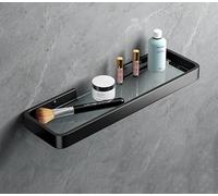 AJINGELA Étagère de rangement murale flottante en métal et verre, étagère de salle de bain, étagère murale pour salle de bain, économie d'espace, antirouille extra forte (50 cm)