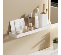 AJINGELA Étagère de rangement murale flottante en métal et verre, étagère murale pour salle de bain, économie d'espace, antirouille extra forte (40 cm)