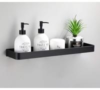 AJINGELA Support de stockage flottant mural en métal, Noir Étagère de salle de bain Fixation murale Étagère de baignoire Gain d’espace Résistant à la rouille Extra fort Support de stockage flottant