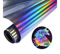 AJINGHTV Film holographique pour traceur textile - 30,5 cm x 183 cm - Film vinyle flexible - Film de transfert textile - Arc-en-ciel - Traceur textile - Film fer à repasser pour bricolage t-shirts,